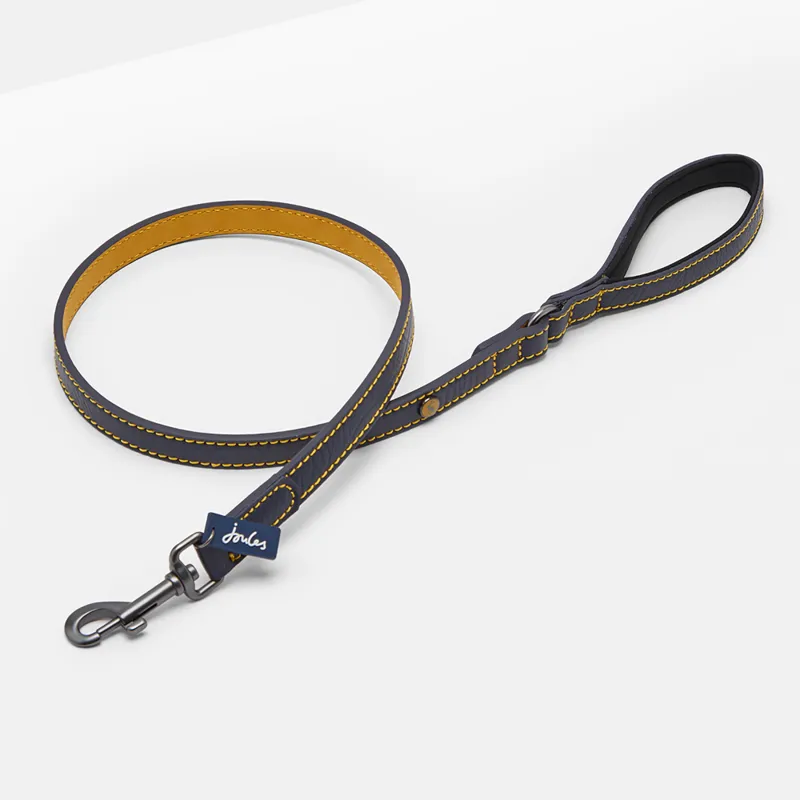 Joules Leather Dog Lead Navy